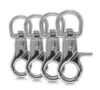 Ganzoo Lot de 4 mousquetons pivotants de 60 mm pour laisse de chien en acier allié, tête de déclenchement pour collier de chien en alliage d'acier argenté
