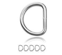 Ganzoo lot de 5 anneaux en D en acier inoxydable 50 x 41 mm, épaisseur 6 mm, antirouille, acier soudé, argent brillant, idéal avec paracorde 550, couture et DIY