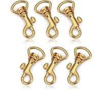Ganzoo © Lot de 6 mousquetons avec articulation pivotante « mini » - Longueur 35 mm - Mousqueton en métal - Pour paracorde 550, porte-clés, laisse de chien - Tête pivotante - Couleur : doré