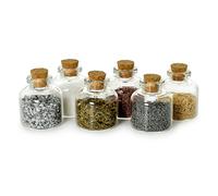 Ganzoo Lot de mini bouteilles, flacons, tubes à essai, pots en verre véritable avec bouchon en liège pour décoration, lot de 6 (20 ml)