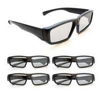 Ganzoo Lunettes 3D passives lot 4 Paires, polarisation Circulaire, Monture Noire en Plastique avec Branches Pliables et charnières, 15 cm de Largeur, Branches 15 cm, 20 g, Usage TV 3D Passive et PC
