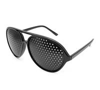 Ganzoo lunettes de relaxation oculaire à grille sténopé, petites ouvertures pour perception structurée, noir, plastique 24 g, branches pliables, forme C, 150 mm largeur, 140 mm branches, près et loin