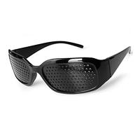 Ganzoo lunettes sténopéiques à grille forme A noir, lunettes à trous pour entraînement des yeux et repos visuel, vision près/loin, branches pliables, plastique 24 g, 150 mm, trous 1 mm verres 50x40mm