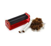 Ganzoo machine à cigarettes rotative rouge, boîtier plastique translucide, aide au roulage régulier, pour feuilles de roulage 70 mm max, dimensions 80 x 25 x 27 mm, prévue pour filtres 8 mm, notice EN