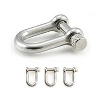 Ganzoo Manille Droite en Acier Forme de U avec axe à Visser, Argent, Taille M, 33x25 mm, Ouverture 21x10 mm, épaisseur 5 mm, 15 g, Lot de 3, pour paracorde 550