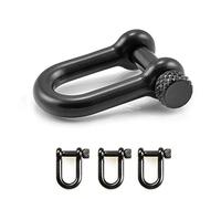 Ganzoo Manille Droite en Acier U avec axe à Visser, Noir, Taille S, 26 x 20 mm, Ouverture 17 x 8 mm, épaisseur 4 mm, Lot de 3, pour paracorde 550