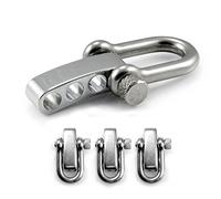 Ganzoo manille droite réglable en acier inoxydable, finition argent, axe à visser avec tête striée facile à saisir, forme U compacte, taille M, ouverture 19 x 10 mm, épaisseur 5 mm, set de 3