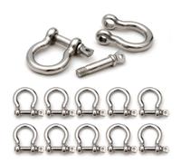 Ganzoo Manille Lyre en Acier Argent, axe Libre pour Ouvrir et refermer la Liaison, Compatible paracorde 550, Accessoire de Fermeture pour Bracelets Tresses et Cordons, Taille S 24mm x 22mm, Lot de 10