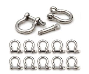 Ganzoo Manille Lyre en Acier Argent, axe Libre pour Ouvrir et refermer la Liaison, Compatible paracorde 550, Accessoire de Fermeture pour Bracelets Tresses et Cordons, Taille S 24mm x 22mm, Lot de 10