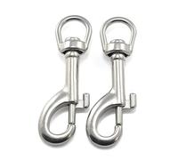Ganzoo Mousqueton à targette avec émerillon pivotant en Acier Inoxydable Argent, Taille L 81 mm, oeillet 17 mm, Lot de 2, pour Paracord 550, Accessoires Laisse et Collier de Chien, Porte-clés DIY