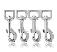 Ganzoo mousquetons à Boulon avec Pivot soudé, 80 mm, Lot de 4, Rotation 360 deg Anti-emmêlement, Acier allié Argent, pour paracorde 550, Collier et Laisse Chien, Porte-clés, Attaches de Sac, Outdoor