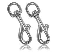 Ganzoo mousquetons a Boulon pivotants 85 mm, Lot de 2, Couleur Argent, Acier Allie Inoxydable, Crochet a Clip Rotatif 360 degres, pour paracorde 550, Collier et Laisse Chien, Usage Exterieur