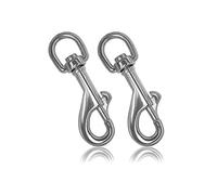 Ganzoo Mousquetons avec Pivot - Longueur 65 mm, Lot de 2, à Boulon et Clip - en Acier Allié pour Paracorde 550, Collier pour Chien, Laisse - Couleur : Argent