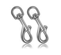 Ganzoo Mousquetons avec Pivot - Longueur 75 mm, Lot de 2, à Boulon et Clip - en Acier Allié pour Paracorde 550, Collier pour Chien, Laisse - Couleur : Argent