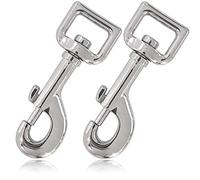 Ganzoo Mousquetons avec Pivot - Longueur 80 mm, Lot de 2, à Boulon et Clip - en Acier Allié pour Paracorde 550, Collier pour Chien, Laisse - Couleur : Argent