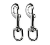 Ganzoo Mousquetons avec Pivot - Longueur 90 mm, Lot de 2, à Boulon et Clip - en Acier Allié pour Paracorde 550, Collier pour Chien, Laisse - Couleur : Argent