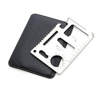 Ganzoo outil multifonction compact gabarit carte bancaire, acier inoxydable, 12 fonctions avec étui, couteau, scie, décapsuleur, règle, tournevis plat, ouvre-boîte, support écrous 4-10 mm, 29 g