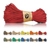 Ganzoo Paracord 125 Corde de gréement 1 mm Rouge, Nylon Polyester tressé avec 1 âme Nylon, Charge de Rupture env. 60 kg 125 LB, pour nœuds Fins, Ligature, Bracelet, Laisse, Camping, Outdoor, Survie