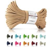 Ganzoo Paracord 425 Type 2 Corde de 3 mm, 30 m, 4 brins, en nylon/polyester, beige, pour tente, camping, survie, bricolage, gréement, tressage, enroulement de poignée, lanière