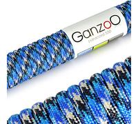 Ganzoo Paracord 550 Corde Bleue 30 m, 4 mm, Nylon/Polyester, Noyau 7 brins, Charge 250 kg, pour Bracelet, Collier, Laisse Chien, Cordon Polyvalent, Camping, Survie, Loisirs créatifs, nouage