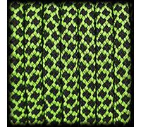 Ganzoo Paracord 550 Diamond Vert néon Noir, Corde 4 mm 30 m, âme 7 brins et Gaine Nylon/Polyester, Lavable, inaltérable, Non Toxique, pour tressage Bracelet, dragonne, Laisse, Collier, randonnée