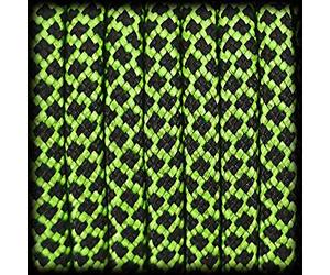 Ganzoo Paracord 550 Diamond Vert néon Noir, Corde 4 mm 30 m, âme 7 brins et Gaine Nylon/Polyester, Lavable, inaltérable, Non Toxique, pour tressage Bracelet, dragonne, Laisse, Collier, randonnée