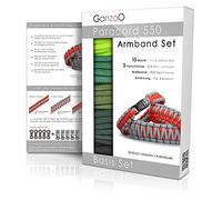 Ganzoo Paracord 550 kit DIY pour bracelet en corde parachute, 5x3 m cordon nylon 4 mm à 7 brins, 5 fermoirs à clic 10 mm, notice 16 pages avec 4 nœuds, mètre couture 300 cm, Forest