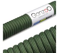 Ganzoo Paracord 550 Type 3, Cordon Robuste 4 mm 3 m, Gaine Polyester/Nylon avec 7 brins, pour Loisirs créatifs DIY, poignée de Couteau, Porte-clés, Laisse/Collier Chien, Outdoor, Vert armée