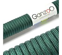 Ganzoo paracorde 550 15 m, Corde 4 mm Vert foncé Type 3, 7 brins intérieurs, Construction âme gainée avec Gaine Polyester/Nylon, pour tressage Bracelet, Laisse Collier Chien, Camping Survie Outdoor