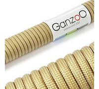 Ganzoo paracorde 550 4 mm 15 m Beige, Type 3 a 7 brins internes, Gaine Polyester et Nylon, cordelette Polyvalente pour Bracelet Porte-cles, Laisse et Collier Chien, Festival Randonnee Camping Outdoor