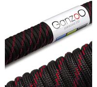 Ganzoo Paracorde 550, 4mm Corde, 30 Mètres, Polyester, Type 3-7 brins intérieurs, Le Bricolage de Laisse de Chien Collier Bracelet, Camping Survie et Outdoor Corde à Tout Faire, Noir-Rouge