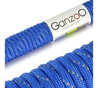 Ganzoo paracorde 550 Bleu réfléchissante, Corde de Survie Multi-usages 31 m sur Bobine, 4 mm, 7 brins Nylon, Gaine tressée en Nylon avec Fil réfléchissant, matériaux Non Toxiques, Non prévue Escalade