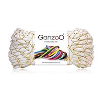 Ganzoo Paracorde 550 Corde à Paillettes Blanc/doré, Bobine 30 m, diamètre 4 mm, Gaine Nylon/Polyester, âme 7 brins Type 3, Cordon Parachute Rond pour Bracelet, Laisse, Collier