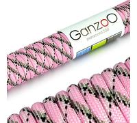 Ganzoo Paracorde 550 Corde de Parachute et Survie 31m 4mm, Type 3 7 brins, gainée Nylon Polyester, Rose pâle Noir, pour Camping, pêche, randonnée, Bivouac, Cordage Polyvalent pour Noeuds et arrimages