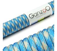 Ganzoo paracorde 550 cordelette 30 m, 4 mm Nylon/Polyester, Noyau 7 brins, Charge 250 kg, Bleu Blanc, pour Bracelet tressage, Collier, Laisse, Cordage d’appoint pour nœuds et montages Outdoor