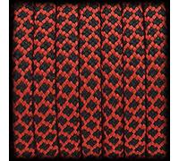 Ganzoo Paracorde 550 Diamond Rouge-Noir, 30 m x 4 mm, Gaine Nylon/Polyester, 7 brins internes, Cordon à tresser pour Bracelet, lanière Porte-clés, Collier et Laisse Chien, Usage Outdoor, Bivouac