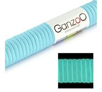 Ganzoo Paracorde 550 Fluorescente Bleu Clair, Corde de Parachute gainée en Nylon 31 m, 4 mm, 7 brins, Effet Phosphorescent 2-5 h après Charge, pour Camping, nœuds, tressage, DIY, Attention: Pas