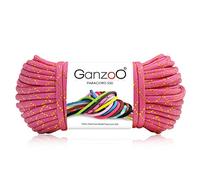 Ganzoo Paracorde 550 Glitter Cord, Cordon 30 m diametre 4 mm, Gaine Nylon/Polyester avec 7 brins, Couleur Neon-Magenta-Gold, pour Bricolage, Bracelet, Porte-cles, Laisse Chien, poignee Couteau