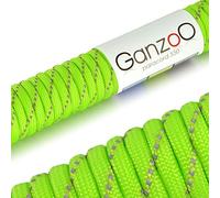 Ganzoo paracorde 550 réfléchissante 31 m, Corde de Survie Type 3 4 mm, 7 brins, Gaine Nylon-Polyester Vert néon, pour Camping, pêche, Bricolage, Non destinée à l’Escalade haubanage Tente tarp laçage