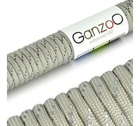 Ganzoo paracorde 550 réfléchissante Gris, Corde de Parachute gainée Nylon-Polyester 4 mm Type 3, 31 m, 7 brins internes, Visible à la lumière grâce à Couture réfléchissante, pour nouage, Non Escalade
