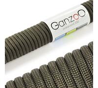 Ganzoo Paracorde 550 Type 3 30 m, Corde 4 mm Vert Camouflage, âme 7 brins, Gaine Polyester/Nylon, pour Bricolage Bracelet et tressage, Camping, randonnée, Survie, haubanage Tente pour Laisse Chien