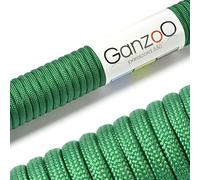 Ganzoo Paracorde 550 Type 3 4 mm, 15 m, Vert Herbe, Corde à Gaine Polyester/Nylon avec 7 brins, pour Camping, Festival, randonnée, Survie et créations: Bracelets, Porte-clés, Laisse Chien