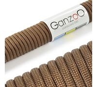 Ganzoo paracorde 550 type 3 4 mm marron, bobine 15 m, construction âme gainée 7 brins intérieurs, gaine polyester/nylon, charge de rupture indiquée 250 kg, cordage utilitaire pour attaches et fixation