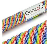 Ganzoo paracorde 550 Type 3 à âme gainée, Corde Rainbow Arc-en-Ciel 4 mm, 30 m, 7 brins intérieurs, Gaine Polyester/Nylon, Lavable, Non Toxique, pour Noeuds, tressage DIY