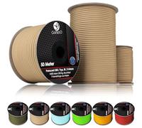 Ganzoo paracorde 550 Type 3, Corde 100% Nylon Tan, diamètre 4 mm, 30 m sur Rouleau, 7 brins d'âme, Gaine tressée 32 torons, Rupture 250 kg, Camping Bivouac