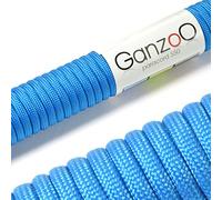 Ganzoo Paracorde 550 Type 3 Corde 4 mm, 15 m, Bleu Ciel, Gaine Polyester/Nylon avec 7 brins intérieurs, pour Bricolage Bracelet, Porte clés, Collier Laisse Chien, randonnée et Camping