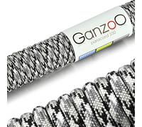 Ganzoo Paracorde 550 Type 3, Corde 4 mm 30 m, Noir Blanc, 7 brins, Gaine Polyester Nylon, Cordon tressable pour projets DIY, Accessoires, dragonnes, nœuds, randonnée, Bivouac, Plein air