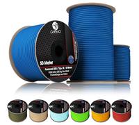 Ganzoo paracorde 550 Type III nylon 100%, corde 4 mm, 50 m sur rouleau, gaine tressée 32 torons, 7 brins d’âme, rupture 250 kg 550 lbs, bleu, nouage camping bricolage abri tarp tentes pour polyvalence