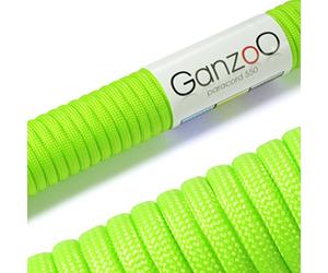 Ganzoo Paracorde 550 Vert Fluo, Corde 4 mm 15 m, Type 3, 7 brins intérieurs, Polyester/Nylon, pour Bricolage, Bracelet et Porte-clés, Laisse/Collier Chien, poignée de Couteau, campement, Festival
