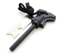 Ganzoo Pierre à feu avec Bloc de magnésium, poignée Plastique Noire, Tige 68 mm Ø 8 mm, Longueur Totale 114 mm, Outil métallique Inclus, pour Camping, bushcraft, allumage